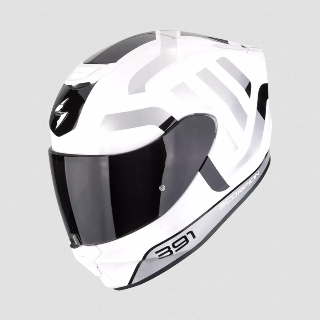 Casco Integral De Moto Scorpion Exo 391 Arok Blanco/ Plata