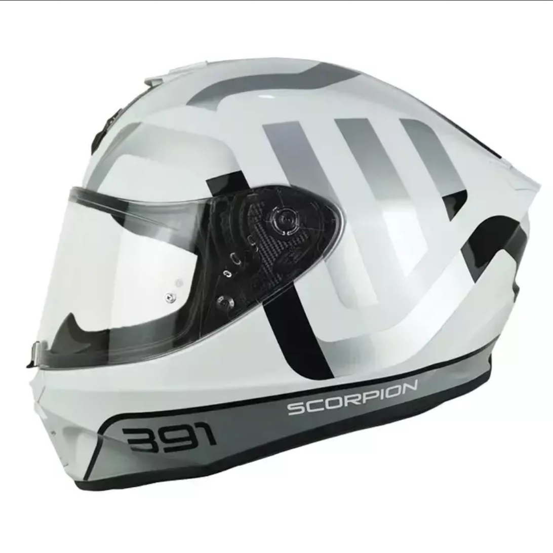 Casco Integral De Moto Scorpion Exo 391 Arok Blanco/ Plata