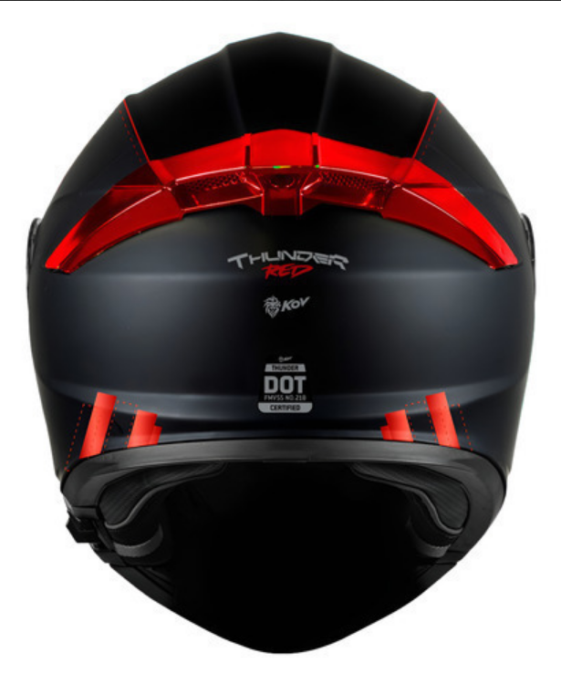 Casco Kov Thunder Racing Abatible Rojo Mica Humo Con Alerón