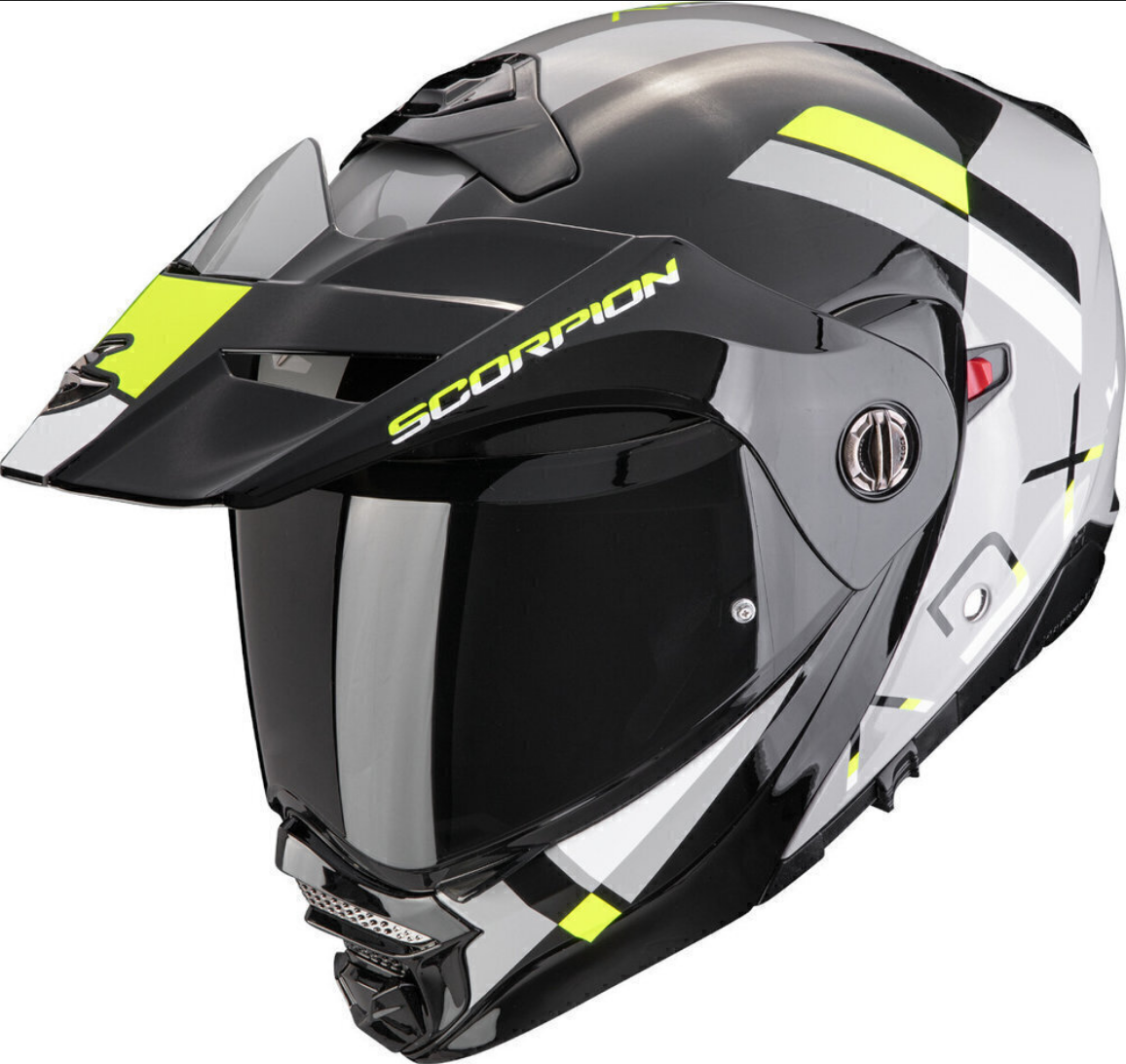 Casco Abatible De Moto Scorpion Exo Adx-2 Galane Gris/ Hivis