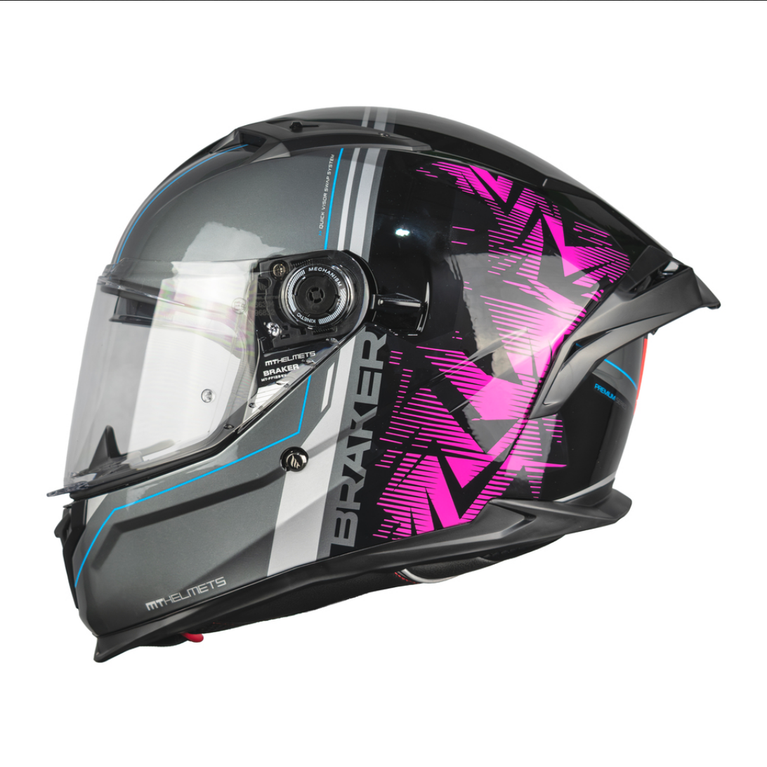 Casco De Moto Mt Helmets Braker Sv Charm B8 Rosa/ Gris Brillante