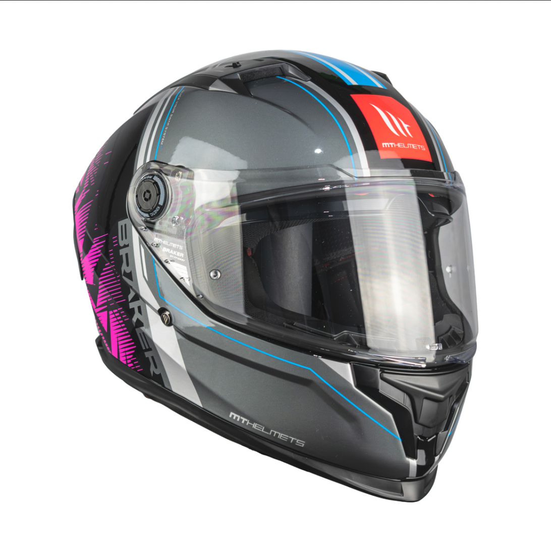 Casco De Moto Mt Helmets Braker Sv Charm B8 Rosa/ Gris Brillante
