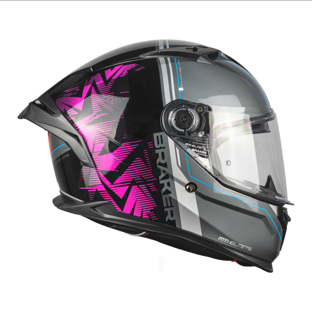 Casco De Moto Mt Helmets Braker Sv Charm B8 Rosa/ Gris Brillante