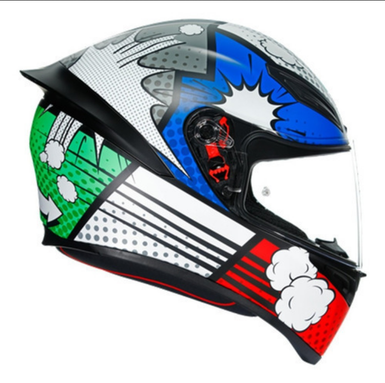 Casco Para Moto Agv K1 Multi Bang Italy Plata/ Azul