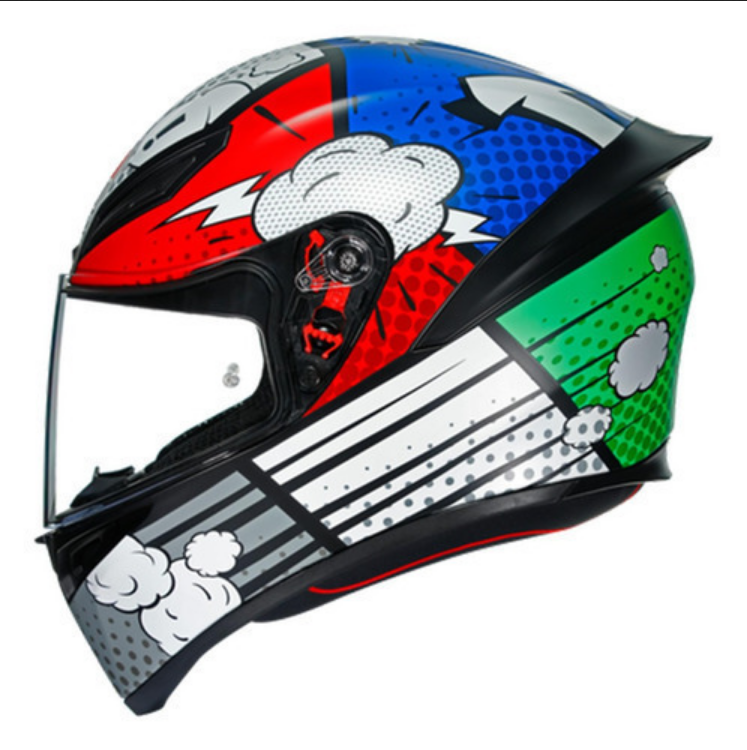 Casco Para Moto Agv K1 Multi Bang Italy Plata/ Azul