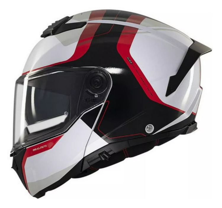 Casco Abatible Moto Mt Helmets Atom 2 Emalla B0 Rojo Brillo