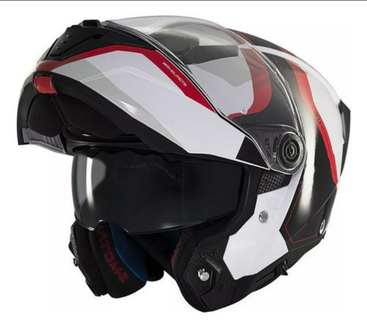 Casco Abatible Moto Mt Helmets Atom 2 Emalla B0 Rojo Brillo