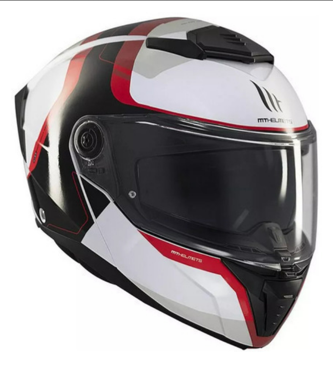 Casco Abatible Moto Mt Helmets Atom 2 Emalla B0 Rojo Brillo