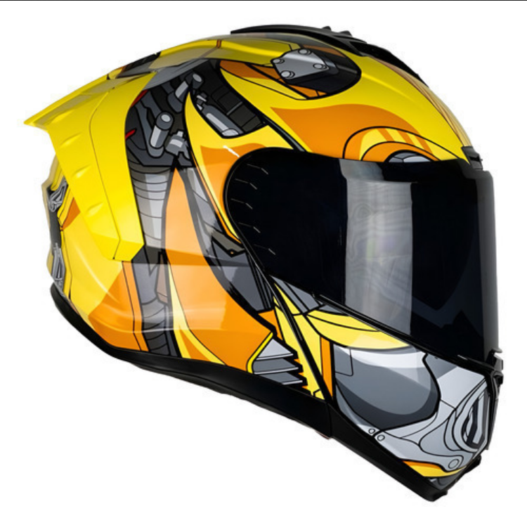 Casco Abatible Para Moto Kov Snow Transformers Bumblebee