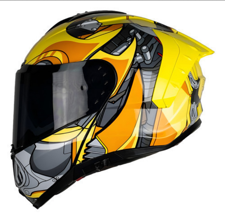 Casco Abatible Para Moto Kov Snow Transformers Bumblebee