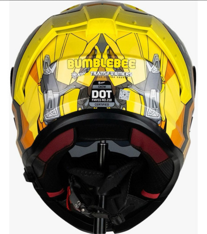 Casco Abatible Para Moto Kov Snow Transformers Bumblebee