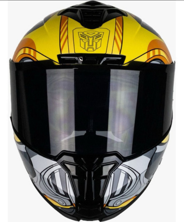 Casco Abatible Para Moto Kov Snow Transformers Bumblebee