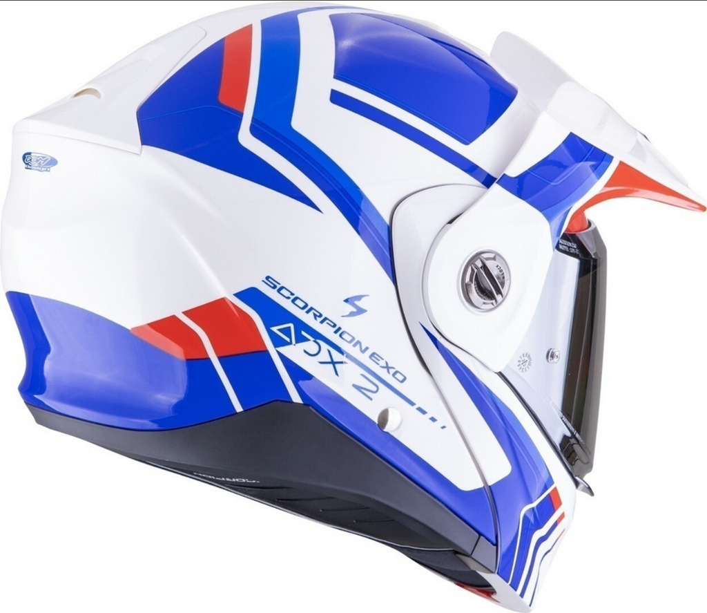 Casco Abatible De Moto Scorpion Exo Adx-2 Lewis Blanco/ Azul