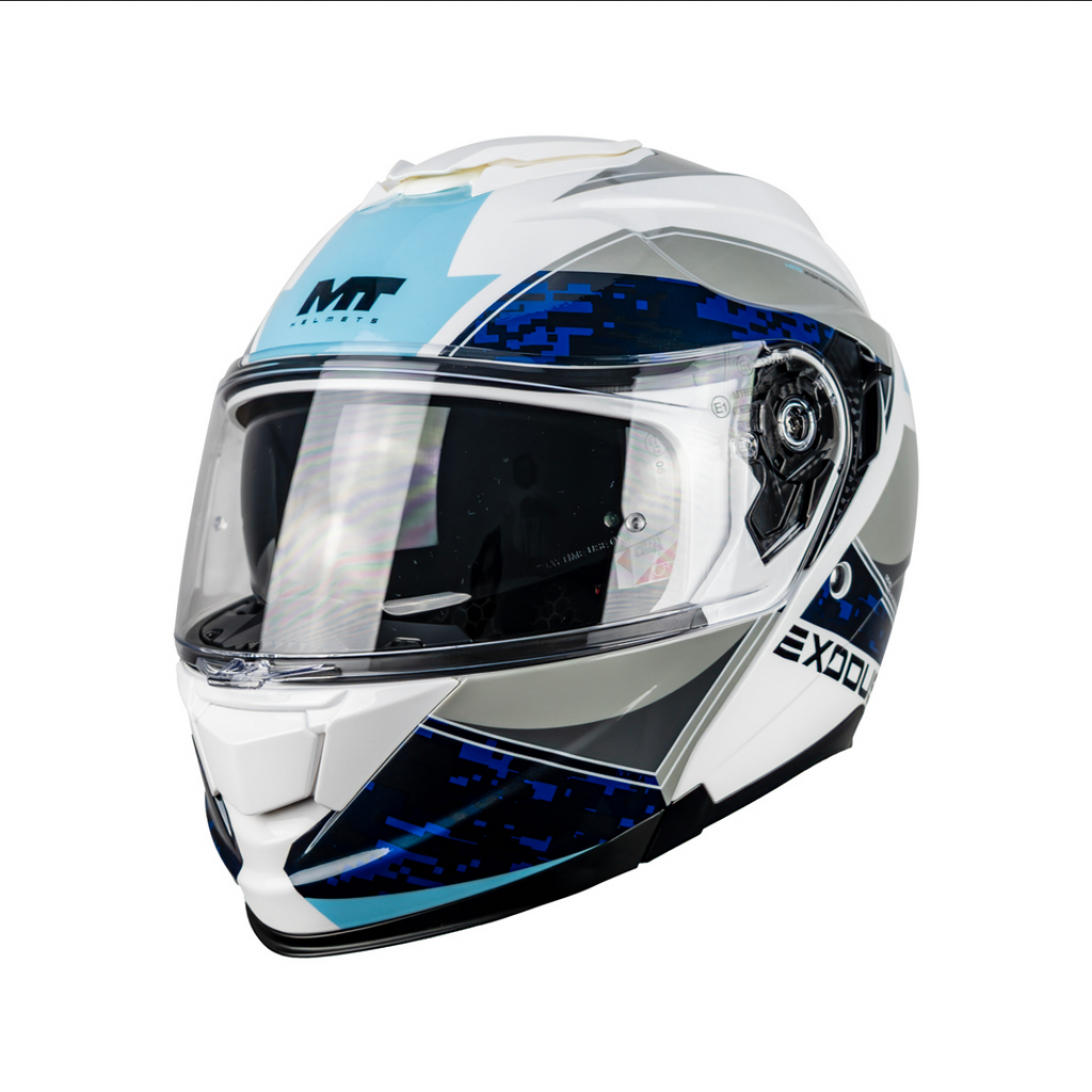 Casco De Moto Mt Helmets Exodus Sv Columbia A17 Azul Claro/ Gris Brillo