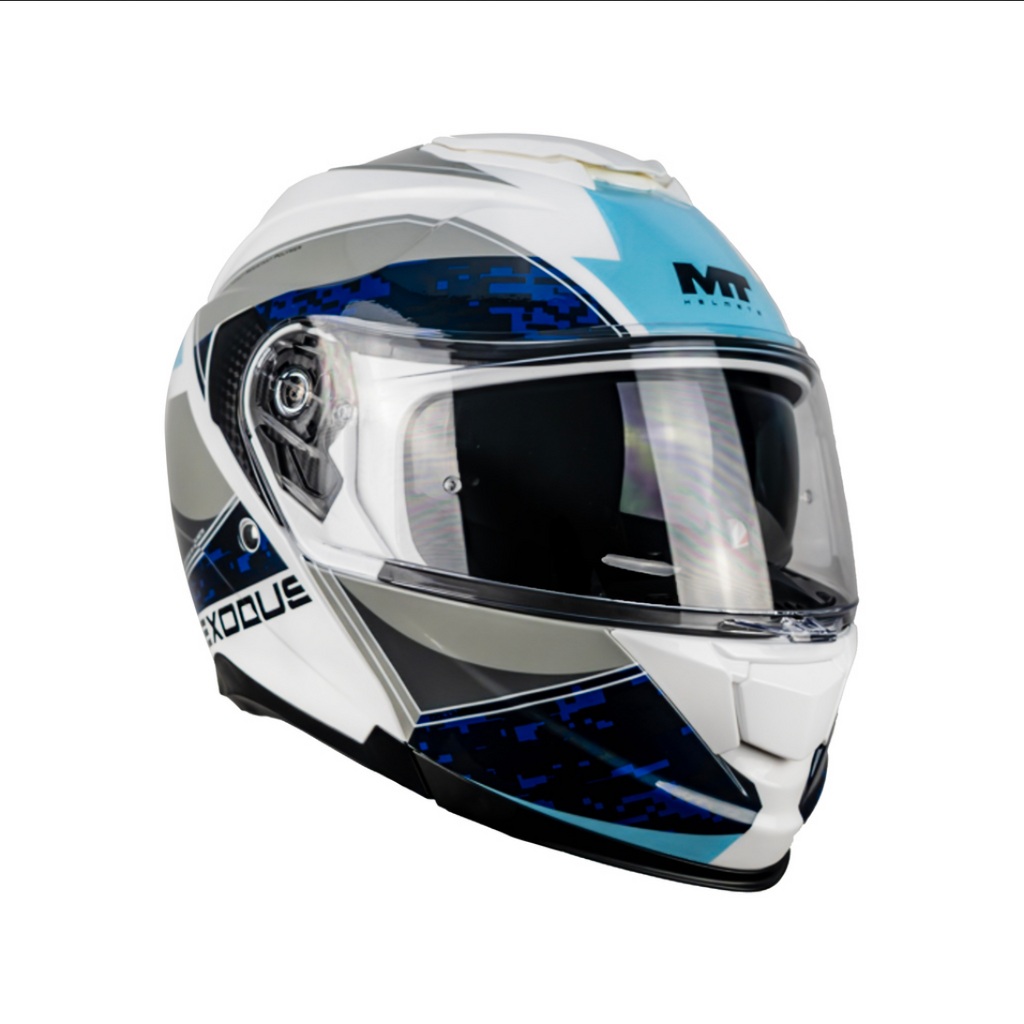 Casco De Moto Mt Helmets Exodus Sv Columbia A17 Azul Claro/ Gris Brillo
