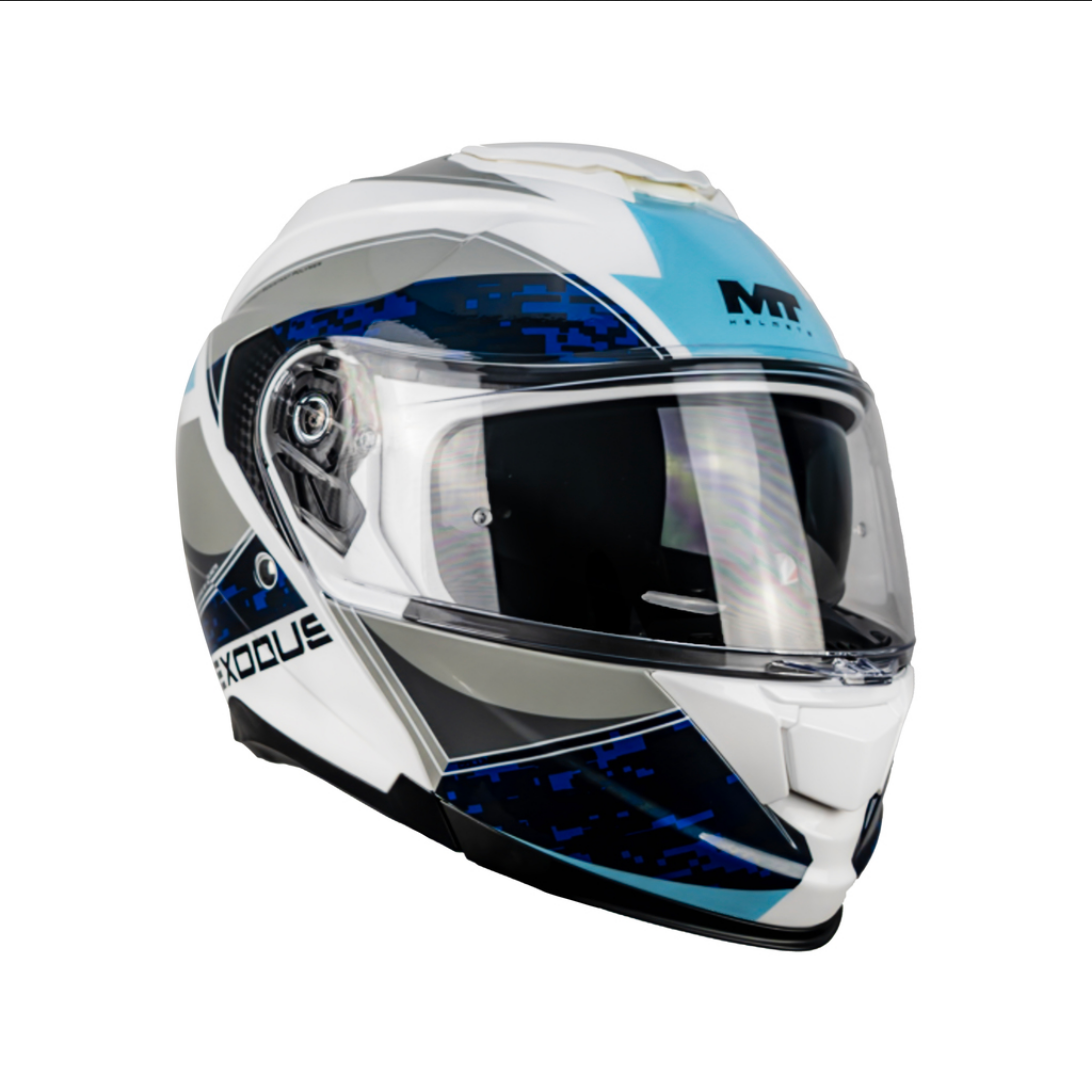 Casco De Moto Mt Helmets Exodus Sv Columbia A17 Azul Claro/ Gris Brillo