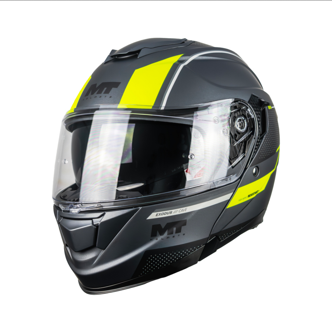 Casco De Moto Mt Helmets Exodus Sv Cave C3 Gris/ Hivis Mate