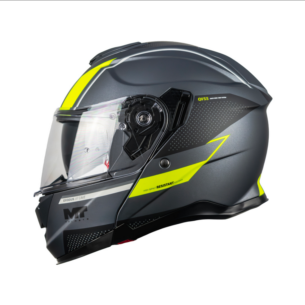 Casco De Moto Mt Helmets Exodus Sv Cave C3 Gris/ Hivis Mate