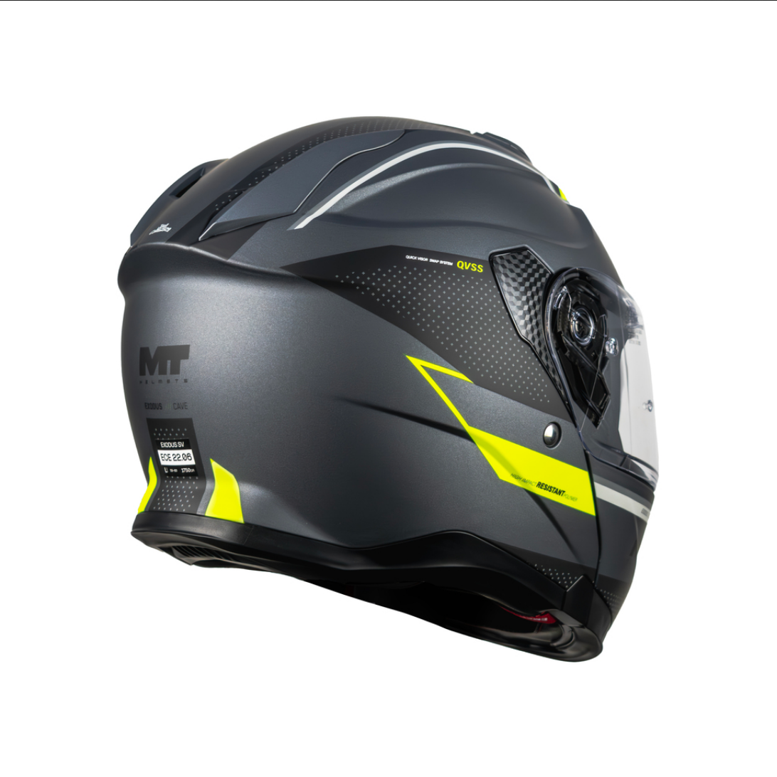 Casco De Moto Mt Helmets Exodus Sv Cave C3 Gris/ Hivis Mate