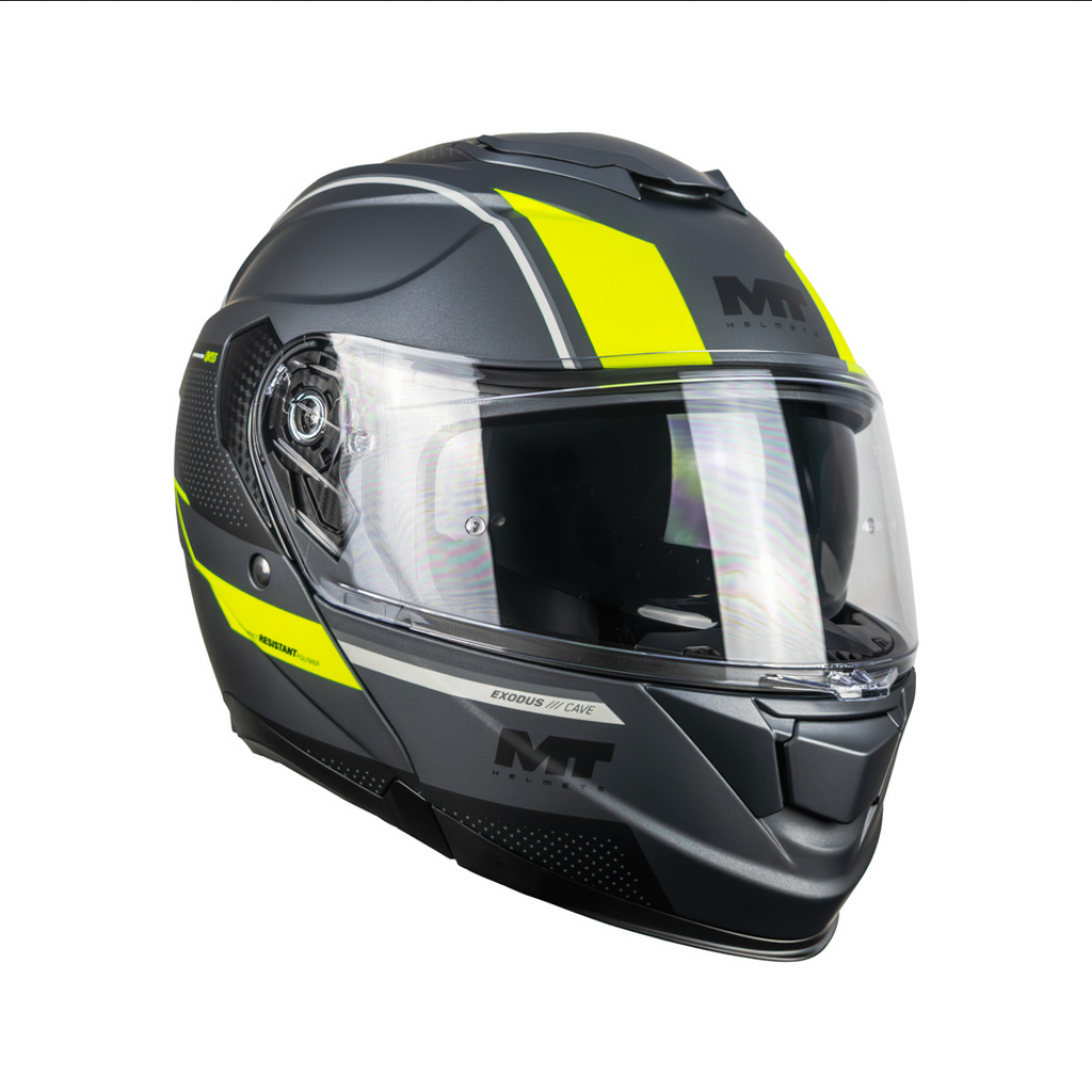 Casco De Moto Mt Helmets Exodus Sv Cave C3 Gris/ Hivis Mate