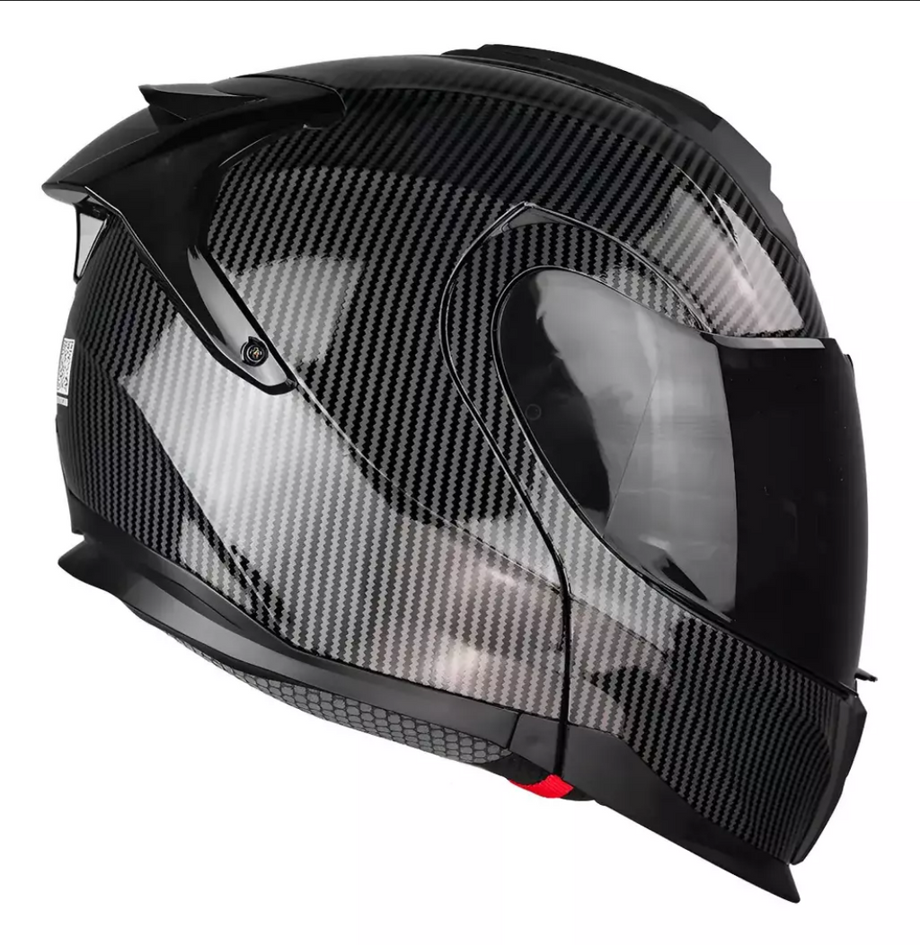Casco Abatible De Moto Kov Apex Carbon Negro Mate Dot