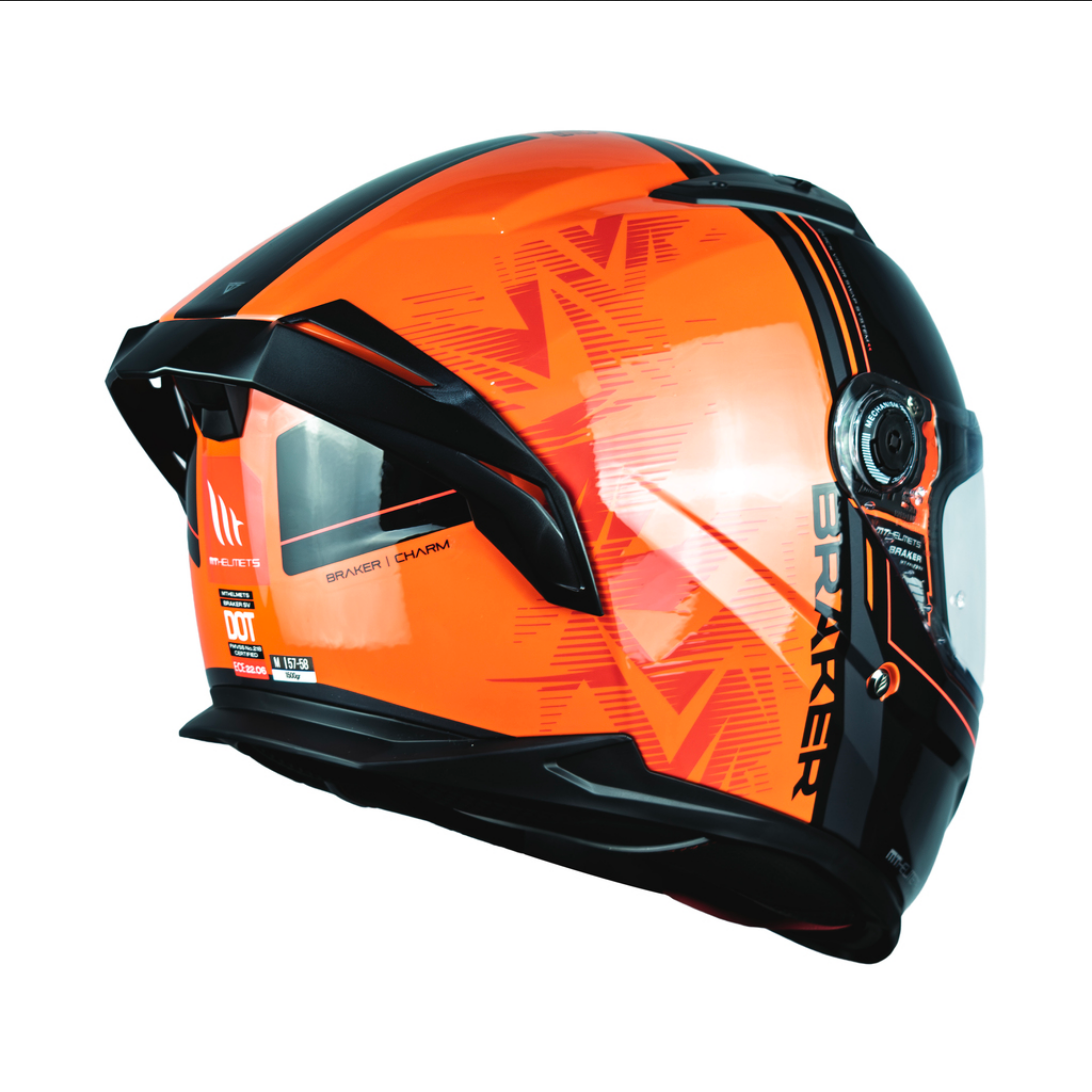 Casco De Moto Mt Helmets Braker Sv Charm C4 Naranja/ Negro
