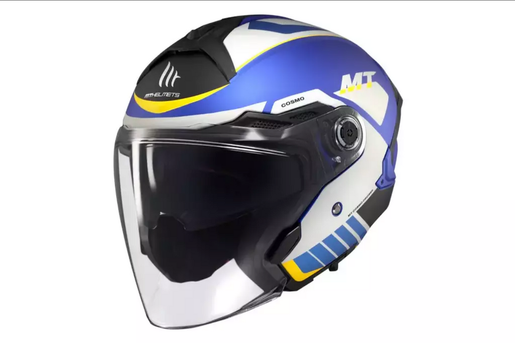 Casco Mt Helmets Cosmo Cruiser C7 Azul/ Blanco Jet De Moto