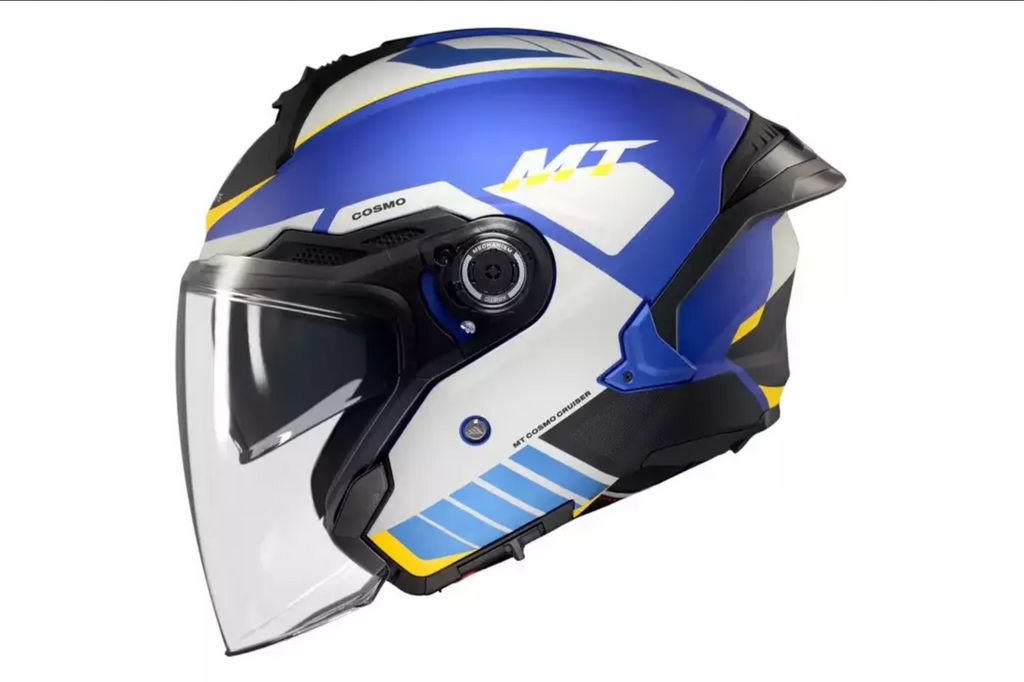 Casco Mt Helmets Cosmo Cruiser C7 Azul/ Blanco Jet De Moto