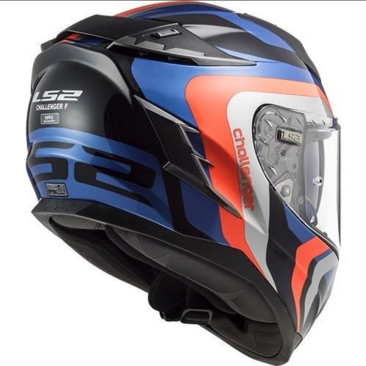 Casco Moto Ls2 Ff327 Challenger Hpfc Galatic Azul/ Naranja