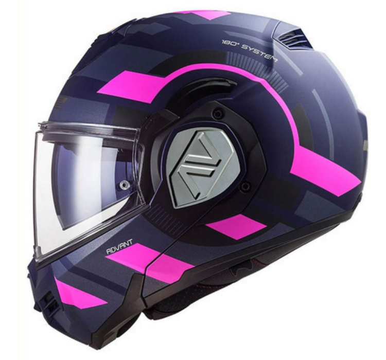 Casco Abatible De Moto Ls2 Ff906 Advant Velum Rosa/ Azul