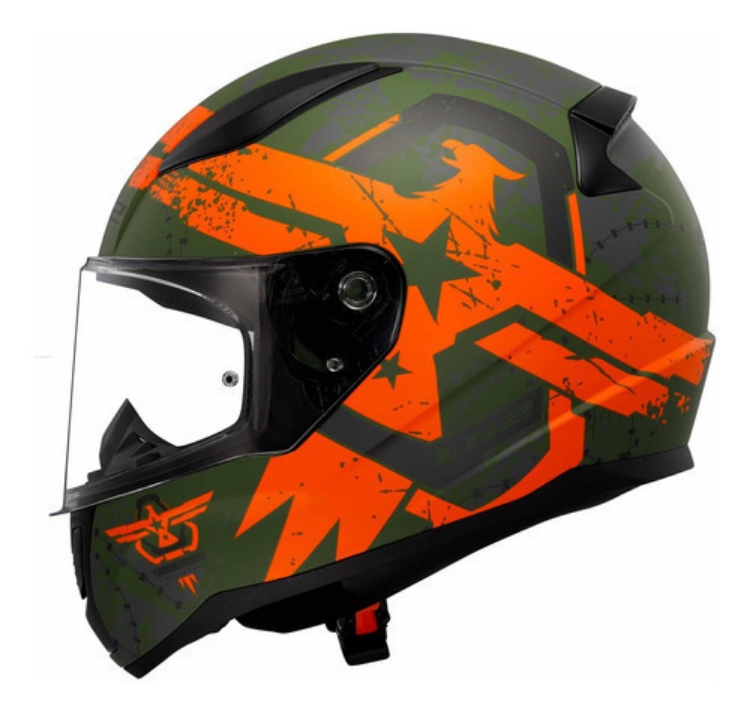 Casco Para Moto Ls2 Rapid 2 Thunder Birds Naranja/ Verd