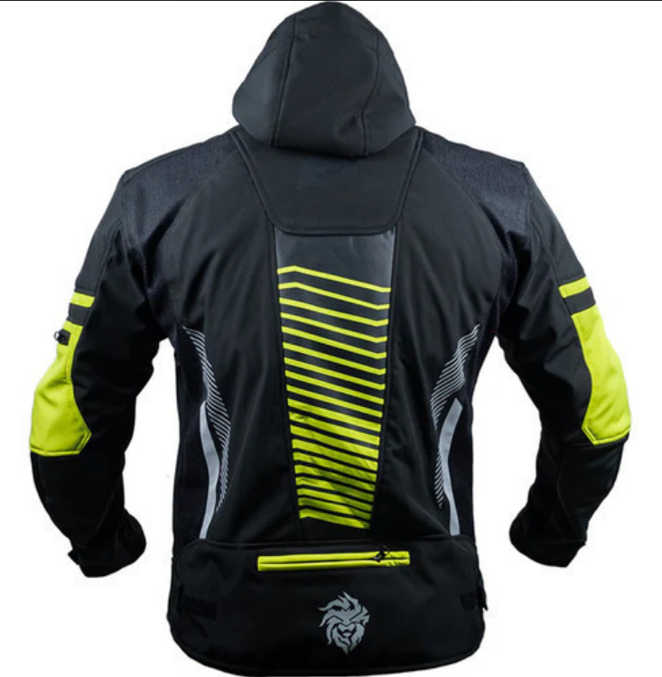 Chamarra Para Moto Kov Hyper Negro/ Hivis Con Protección
