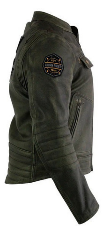 Chamarra De Moto Kov K-force Verde De Piel Con Proteccion